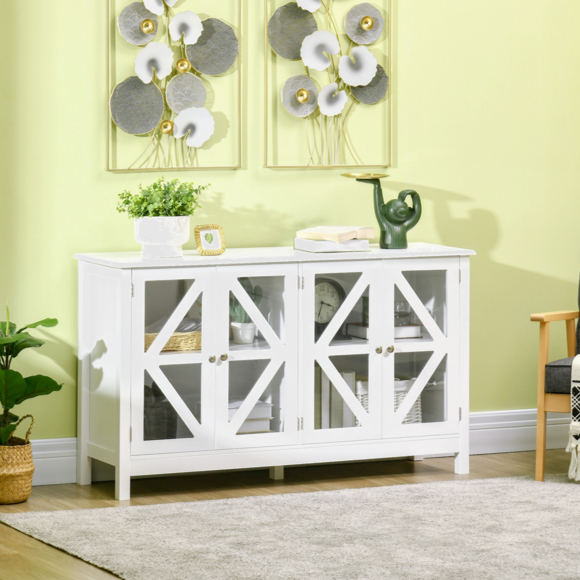Lark Manor Sideboard, Buffet With 4 Tempered Glass Doors And