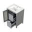 Meuble-lavabo de 24 po avec lavabo, armoire en bois massif et panneau de fibres à densité moyenne, deux tiroirs, tablette réglable, design moderne-593018522