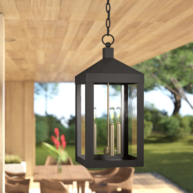 Lanterne suspendue d'extérieur à 3 lumières Inniss, Bronze, H 24 po x l 10,5 po x P 10,5 po