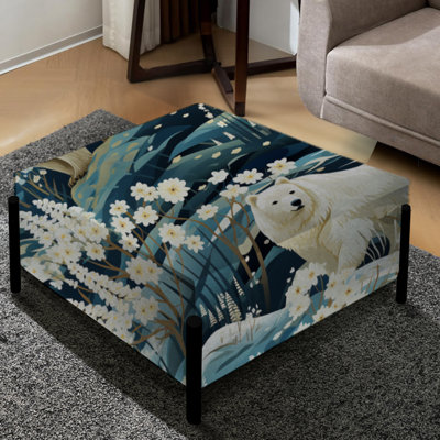 Arctic Majesty Polar Bear - Animal Print Large Square Ottoman