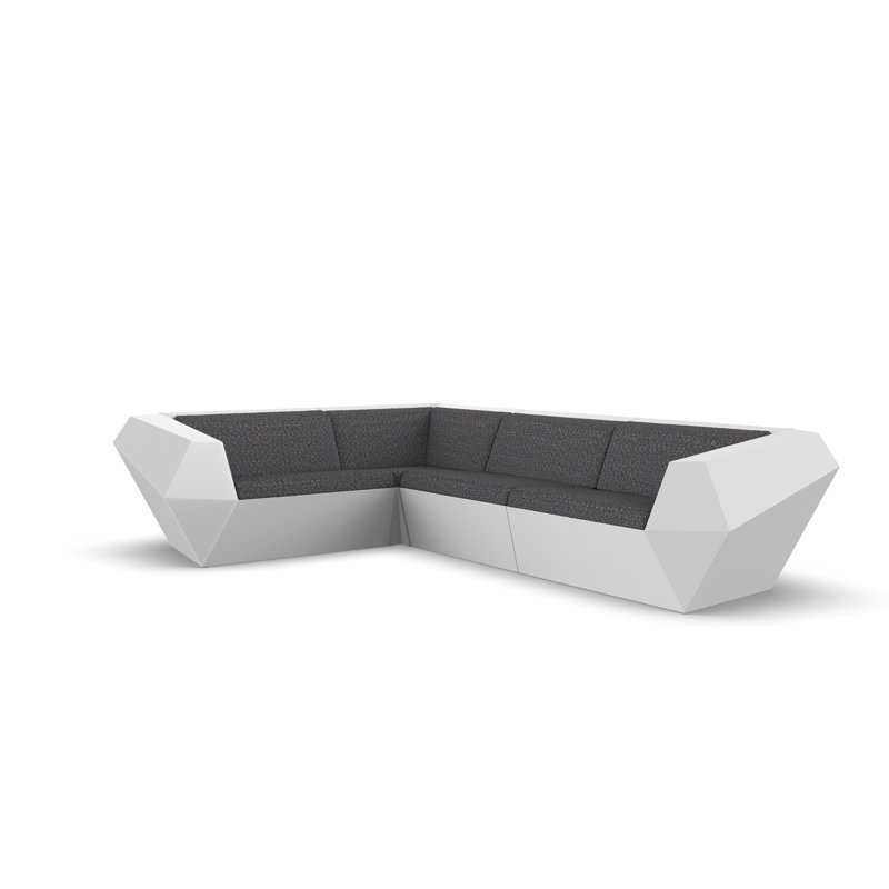 Faz 122.5" Wide 4-Seat Outdoor Reversible Patio Sectional with Cushions, White, White