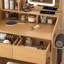 Coiffeuse avec miroir lumineux à DEL, prise de courant, support pour sèche-cheveux et tabouret - coiffeuse compacte pour petites chambres à coucher (bois)