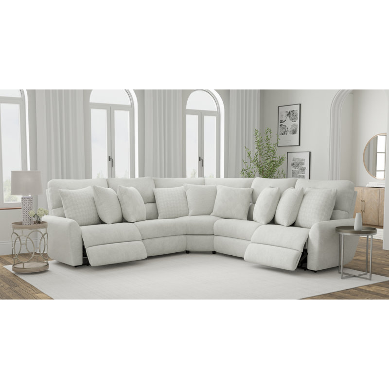 Canapé modulaire inclinable 3 pièces Julieza, Polyester beige