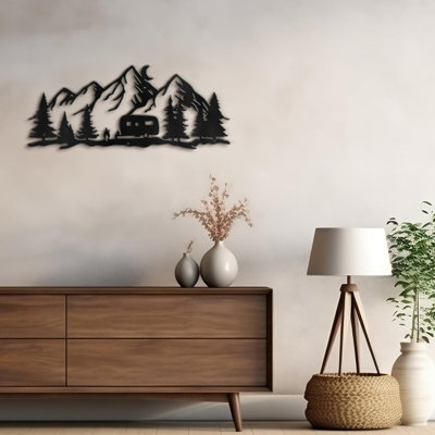 Wild Cabin Modern Abstract Wall Accent Sculpture Hanging Decoration Metal Wall Decor