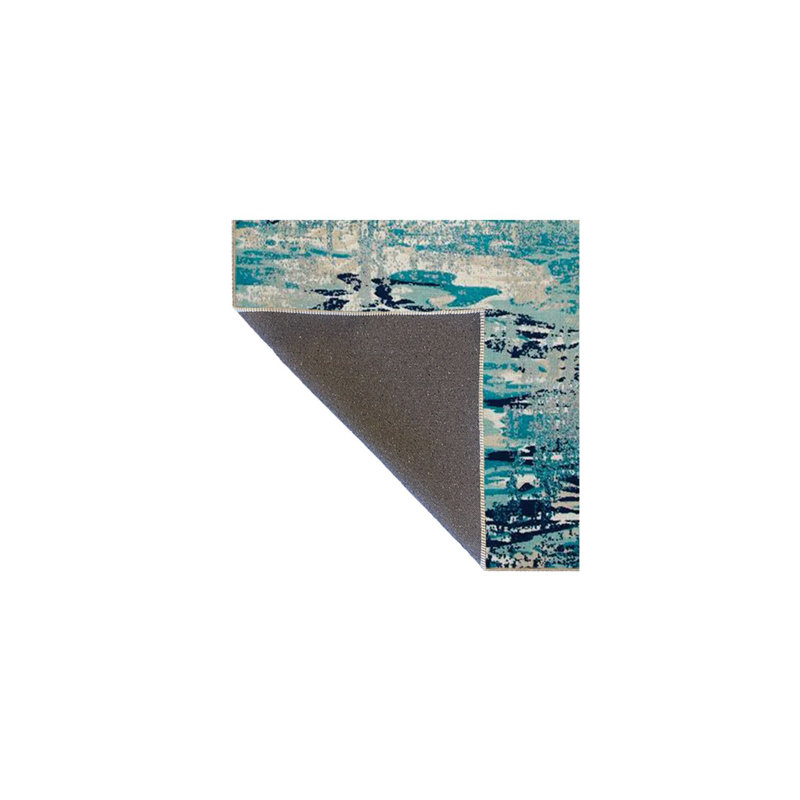 Machine Washable Aqua Colored Pixel Patterned Modern Patterned Woven Base Rug, Rectangle 4'7" x 6'7"