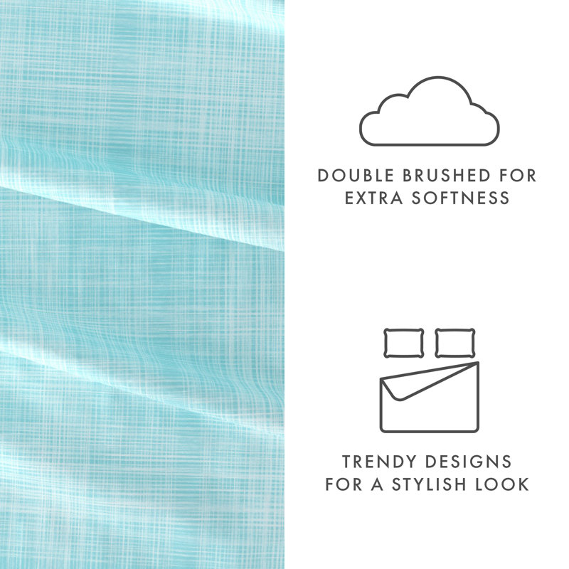 Aqua Floral Print California King Microfiber Sheet Set