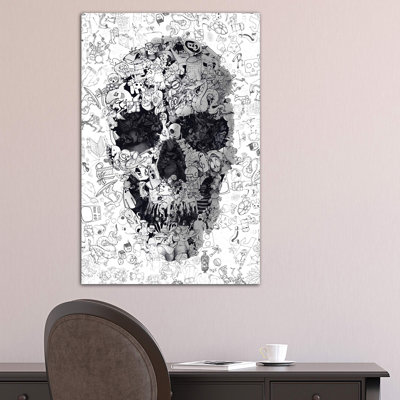 Doodle Skull by Ali Gulec - Wrapped Canvas Print