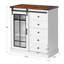 Armoire de rangement autoportante à porte de grange coulissante avec lumières DEL, buffet blanc et noyer