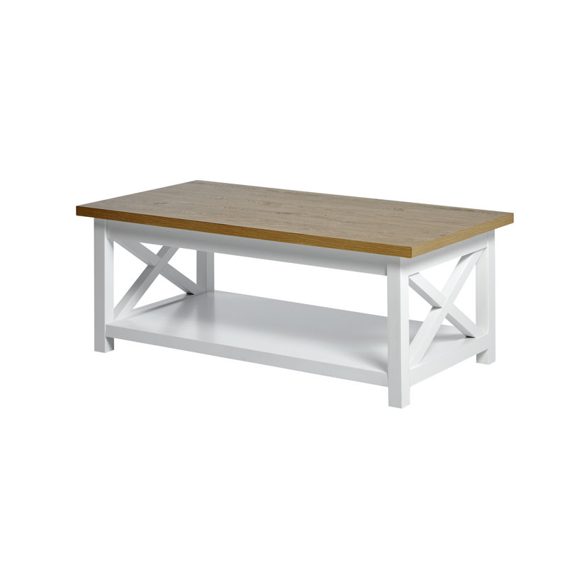 Epping Four Leg Coffee Table with Storage, Brown/White