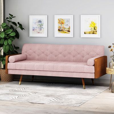 Tissu moderne Mid-Century rosé avec l 70,92 po x P 30,5 po, H 31,47 po, pour vous détendre en tout confort dans votre salon