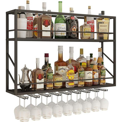 Metal Bar Rack And Glass Rack by 17 Stories