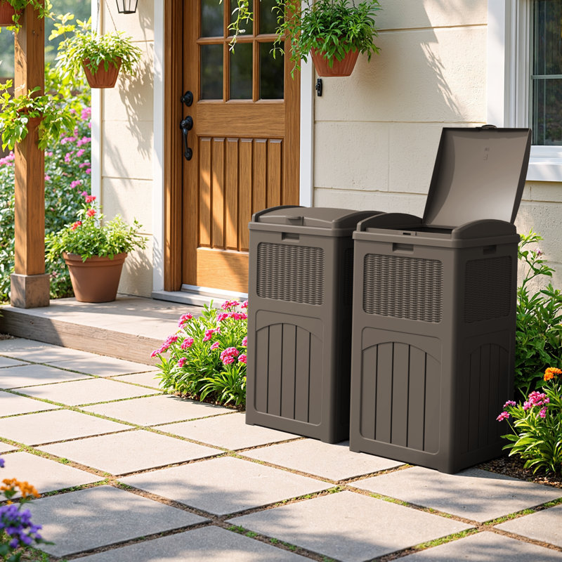 Ensemble de 2 poubelles 35 gallons, Brun