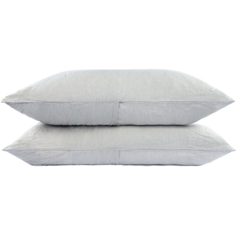 100% French Linen Pillowcase Set, Pebble Heather, King Pillowcase