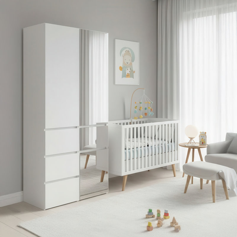 Marsden Modular Wood Closet System With Mirror In White