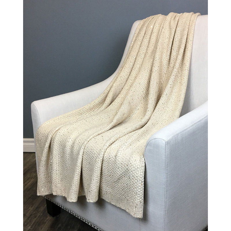 Knitted Throw Blanket, Beige