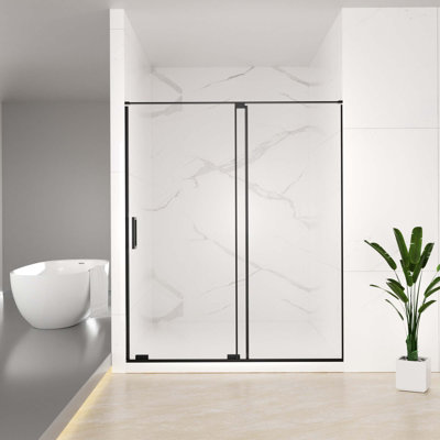 Semi-Frameless Sliding Shower Door, Clear Tempered Glass,Cut Adjustable Width 4"