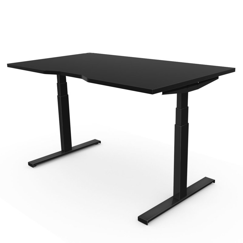 Arnesia Adjustable Metal Base Standing Desk, White, Black, 123cm H x 160cm W x 80cm D