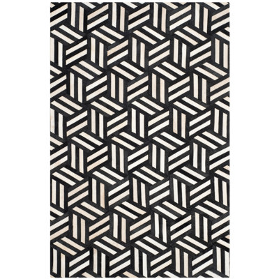 Stasia Hand Woven Leather Geometric Rug
