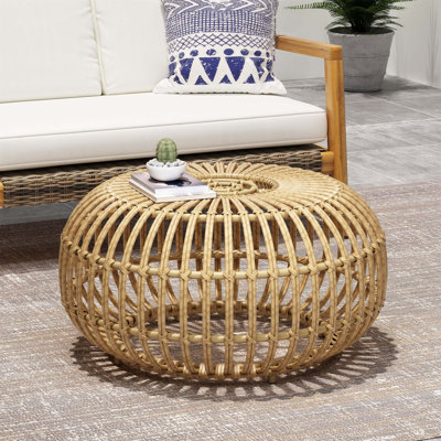 Table basse bohémienne en faux rotin tissé pour l'intérieur et l'extérieur