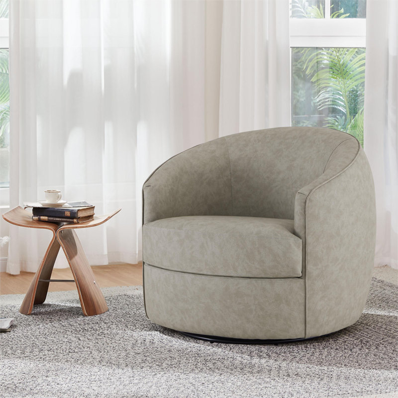 Fauteuil demi-tonneau Bernhardiène, Similicuir gris pierre