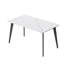 Table de salle à manger 55,12 po en pierre artificielle moderne à bord droit gris foncé et pieds en métal gris foncé pouvant accueillir 6 personnes (table de salle à manger seulement)-2110335506-2110335508-2110335511