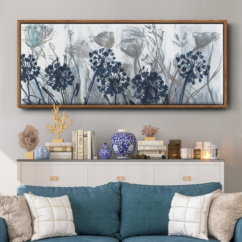 Indigo Field- Framed Canvas