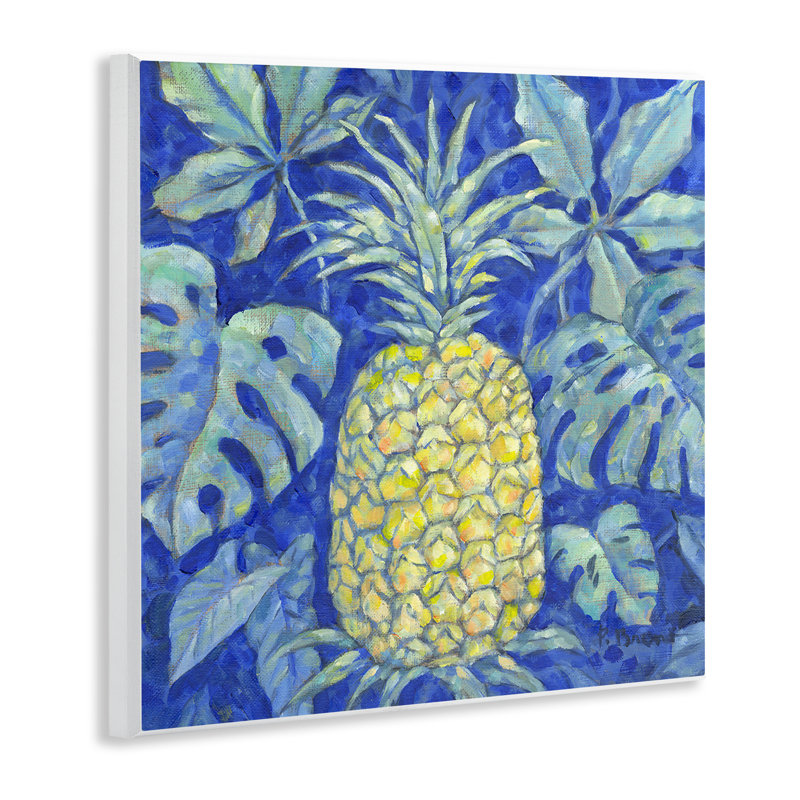 Ananas tropical sur plaque murale bleue, design par Paul Brent