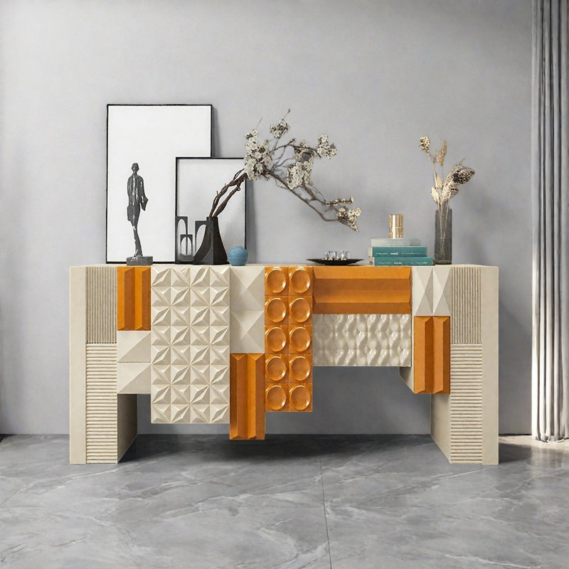 Console Modern Minimalist Art Design, H 31,5 po x l 62,99 po x P 15,75 po, Kaki