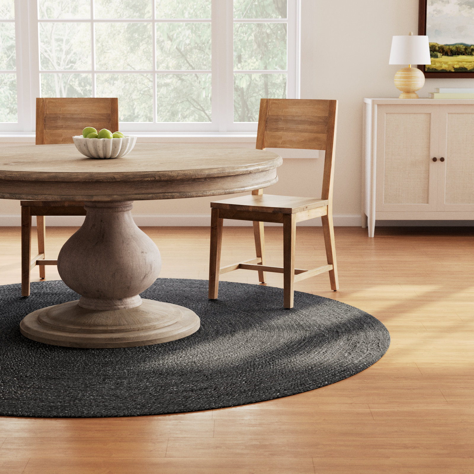 Gage Charcoal Hand-Braided Jute Rug, Round 8'