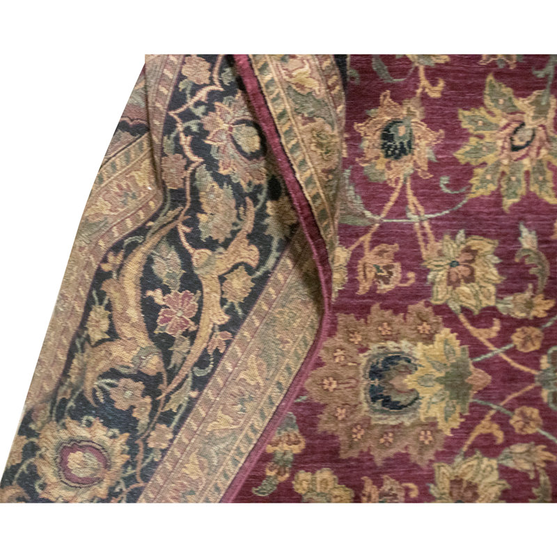 Tapis rouge et noir noué à la main de haute qualité