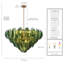 Suspension Château de 99 cm (39 pouces) en laiton satiné et verre vert