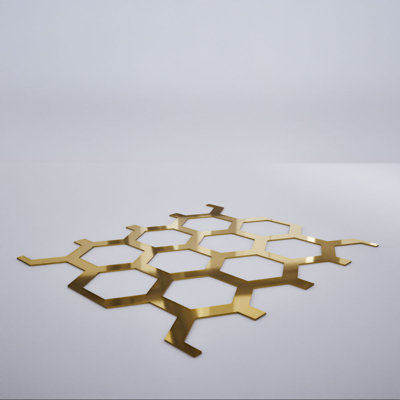 Westmore Decorative Fretwork Acrylic Wall Panels, Large, 15 1/2"W x 23 3/8"H x 1/8"T, Gold Mirror