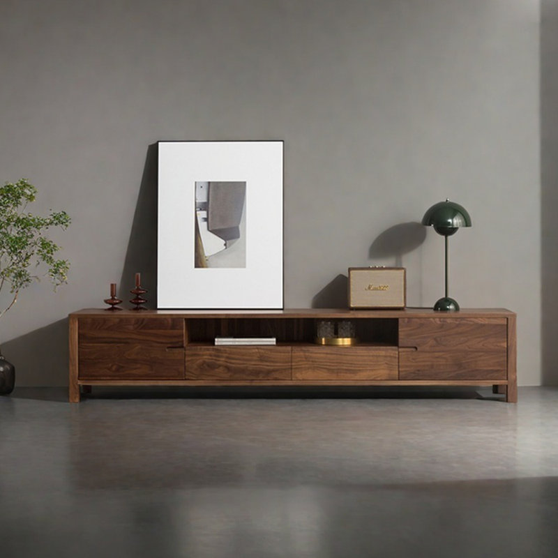 Meuble télé en bois de noyer noir, 86.61"