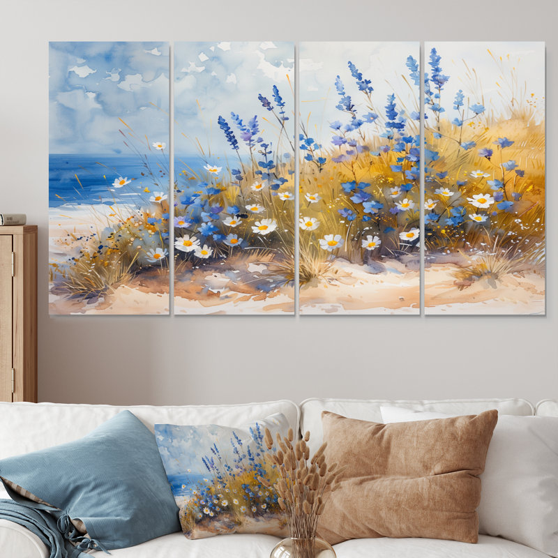 Ensemble de salon art mural bleu et jaune Lupin, H 28 po x l 48 po