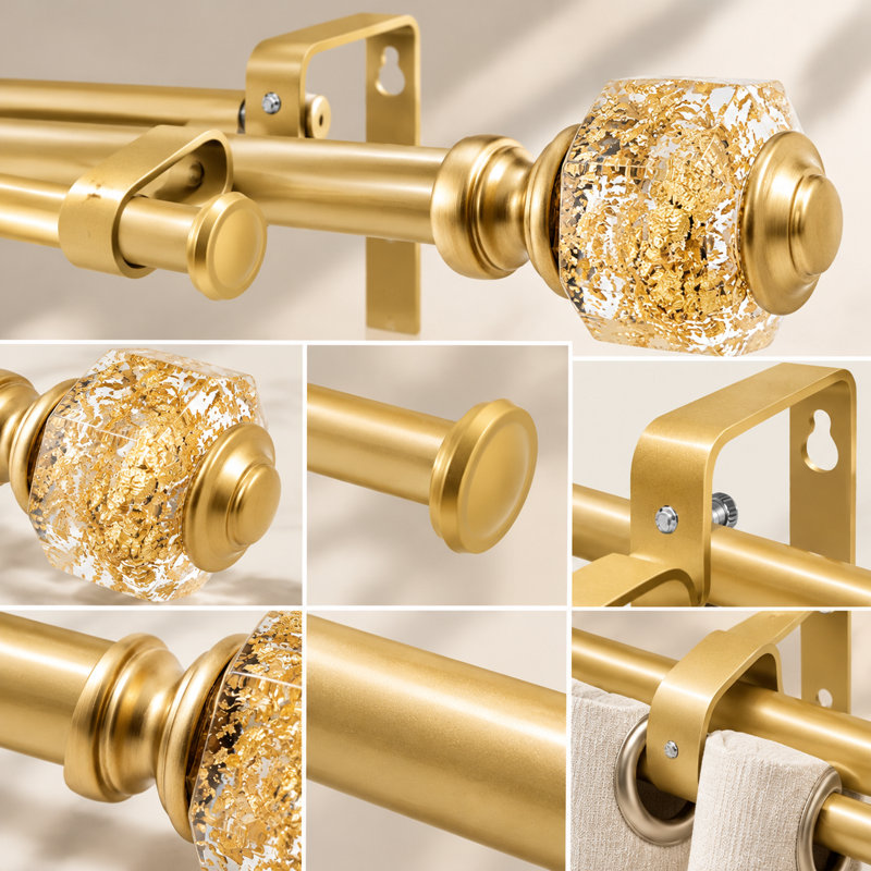 Modern  Gold Double Curtain Rod set
