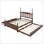 Grand lit plateforme avec lit gigogne simple TG et 2 tiroirs de rangement, lit en bois classique avec tête de lit à broche-80908261