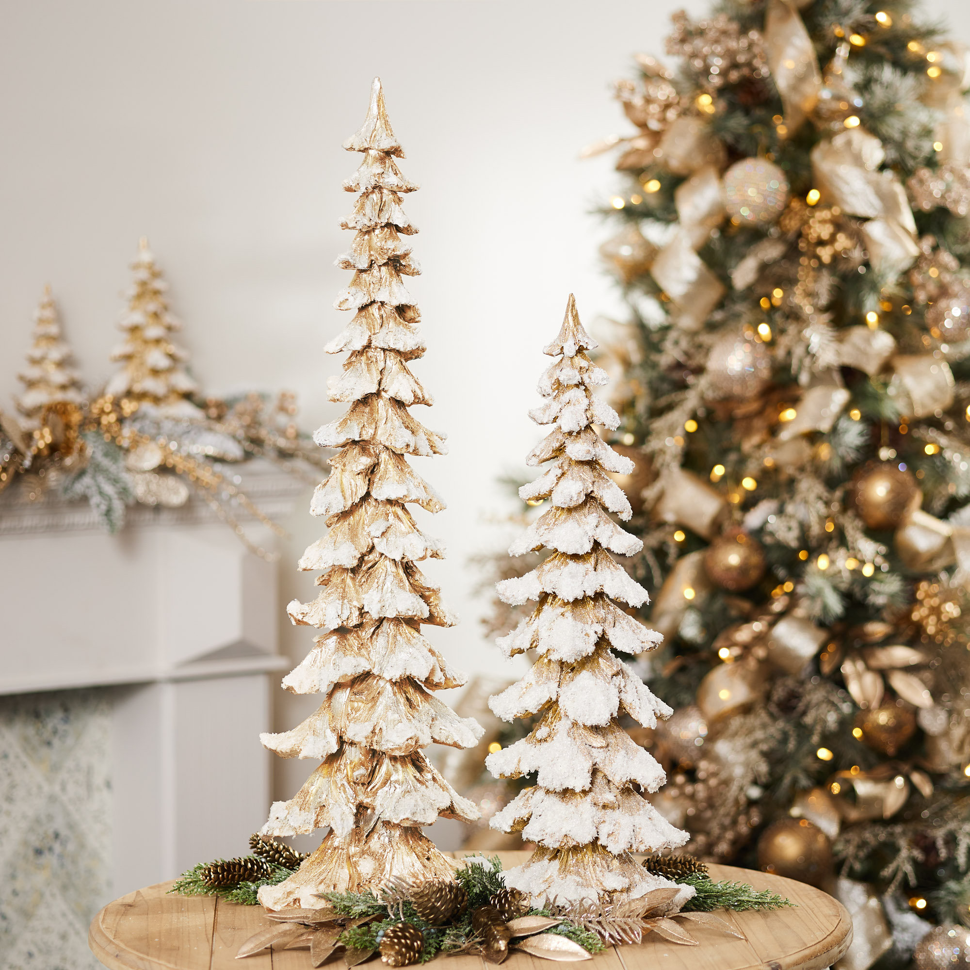 Resin Tree, 25.75" H x 9" W x 7" D, Gold