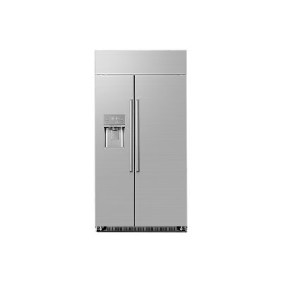 42" Side-By-Side Built-In Refrigerator With Dispenser, Silver