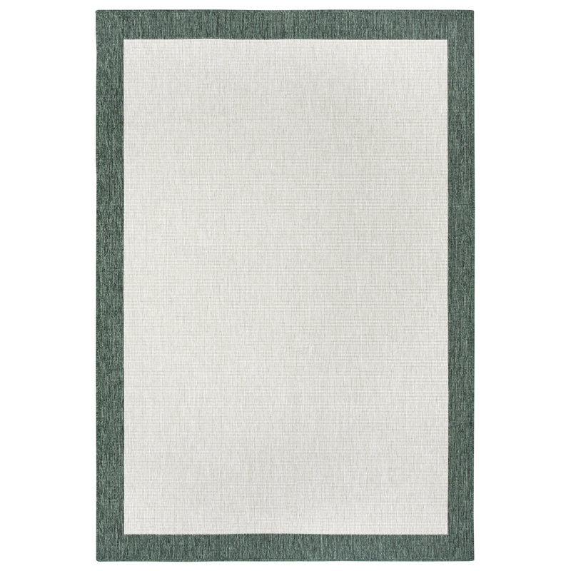 Panama Flatweave GreenCream Rug, Rectangle 120 x 170cm