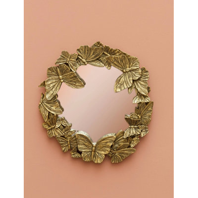 Hazleigh Golden Butterfly Wall Mirror Whimsical Mirror