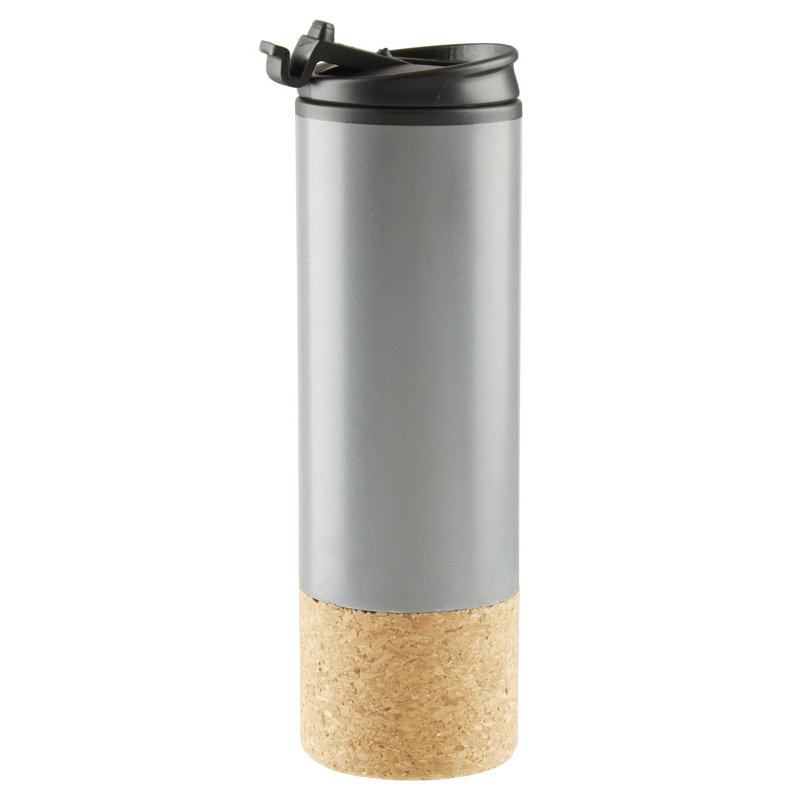 Symple Stuff Burnsville Double Wall Insulated Stainless Steel Travel Mug, Cool Grey