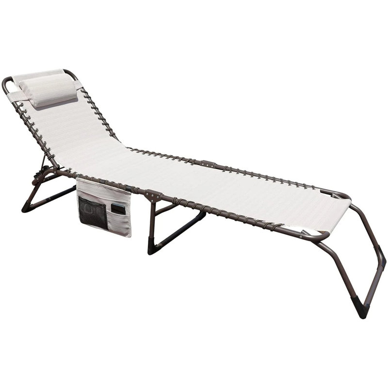 Chaise longue inclinable avec coussin Kadie-Lei, Beige