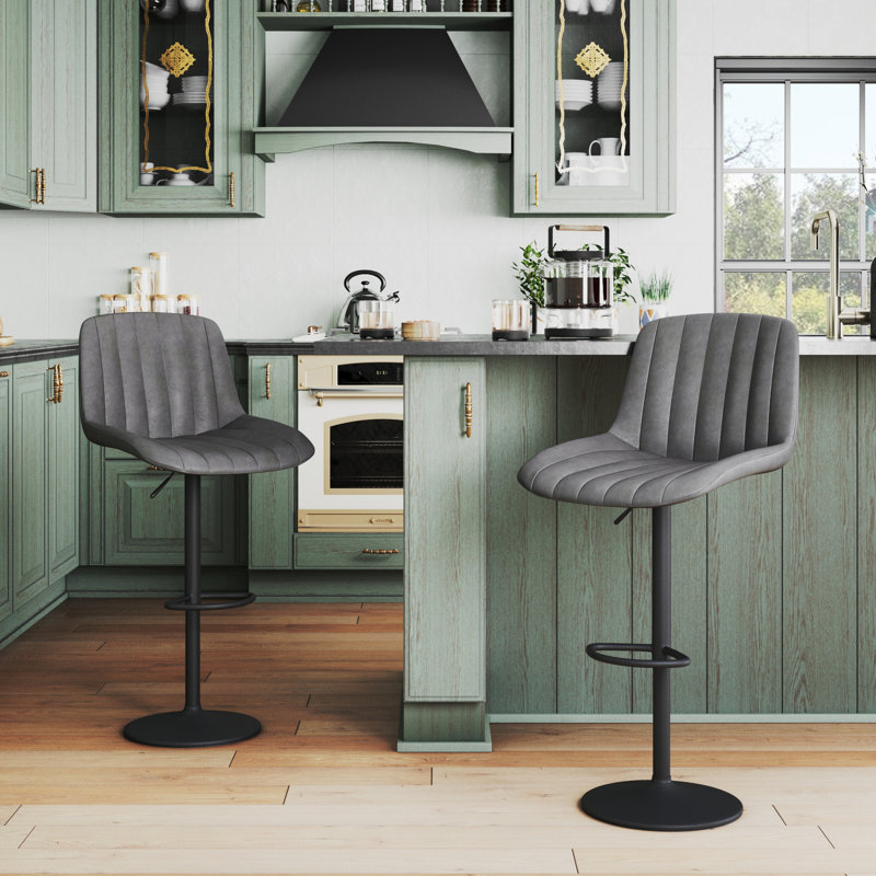 Adjustable Height Counter Stool with Metal Frame, Grey