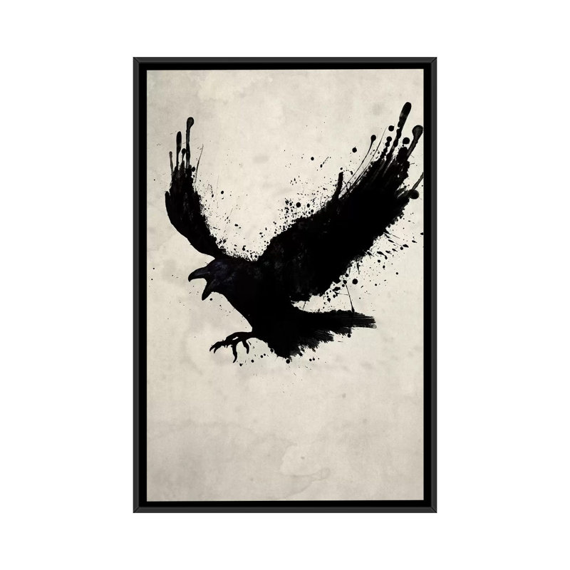 «Raven» par Nicklas Gustafsson, impression sur toile, H 26 po x l 18 po x P 1,5 po, Toile avec cadre noir, Pas de tapis