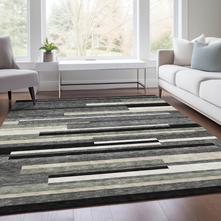 Malchow Washable Striped Indoor / Outdoor Rug