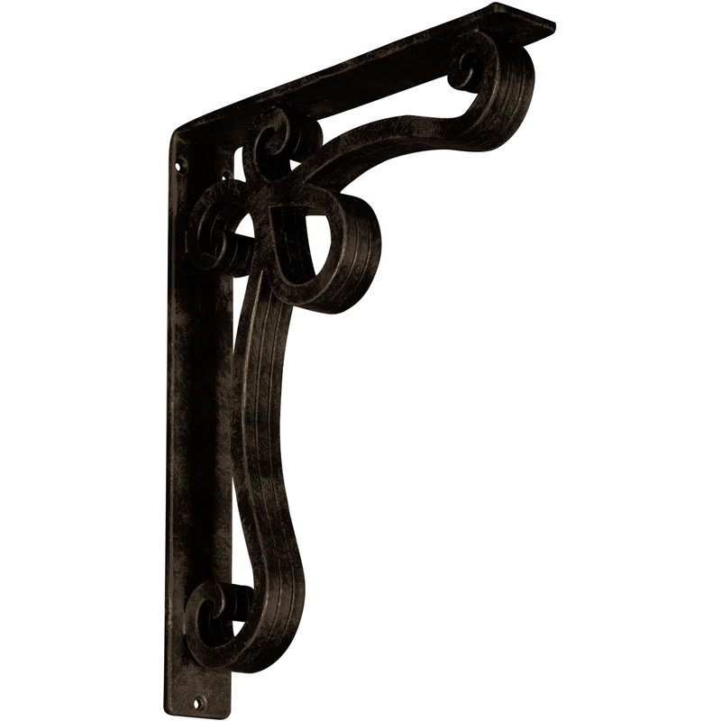 L 2 po x P 12 po x H 15 po Support en fer forgé Orléans, Laiton antique, H 15 po x l 2 po x P 12 po