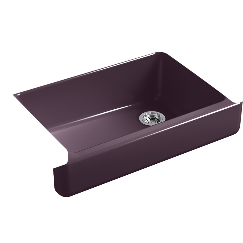 Whitehaven Self-Trimming 32-1/2" L x 21-9/16" W x 9-5/8" Under-Mount Single-Bowl Sink with Short Apron, Black Plum
