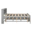 Lit plateforme double avec tête de lit à rangement, USB, lit gigogne simple et 3 tiroirs, gris