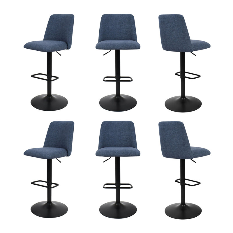 Tabouret de comptoir pivotant rembourré à base ronde (ensemble de 6), Bleu