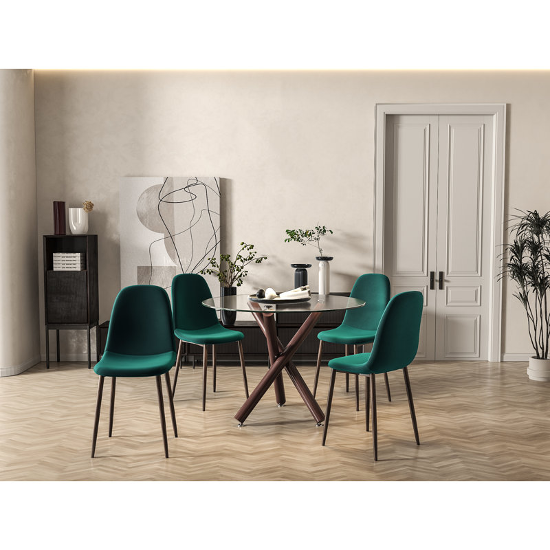 Chaise rembourrée en velours Sera, Émeraude